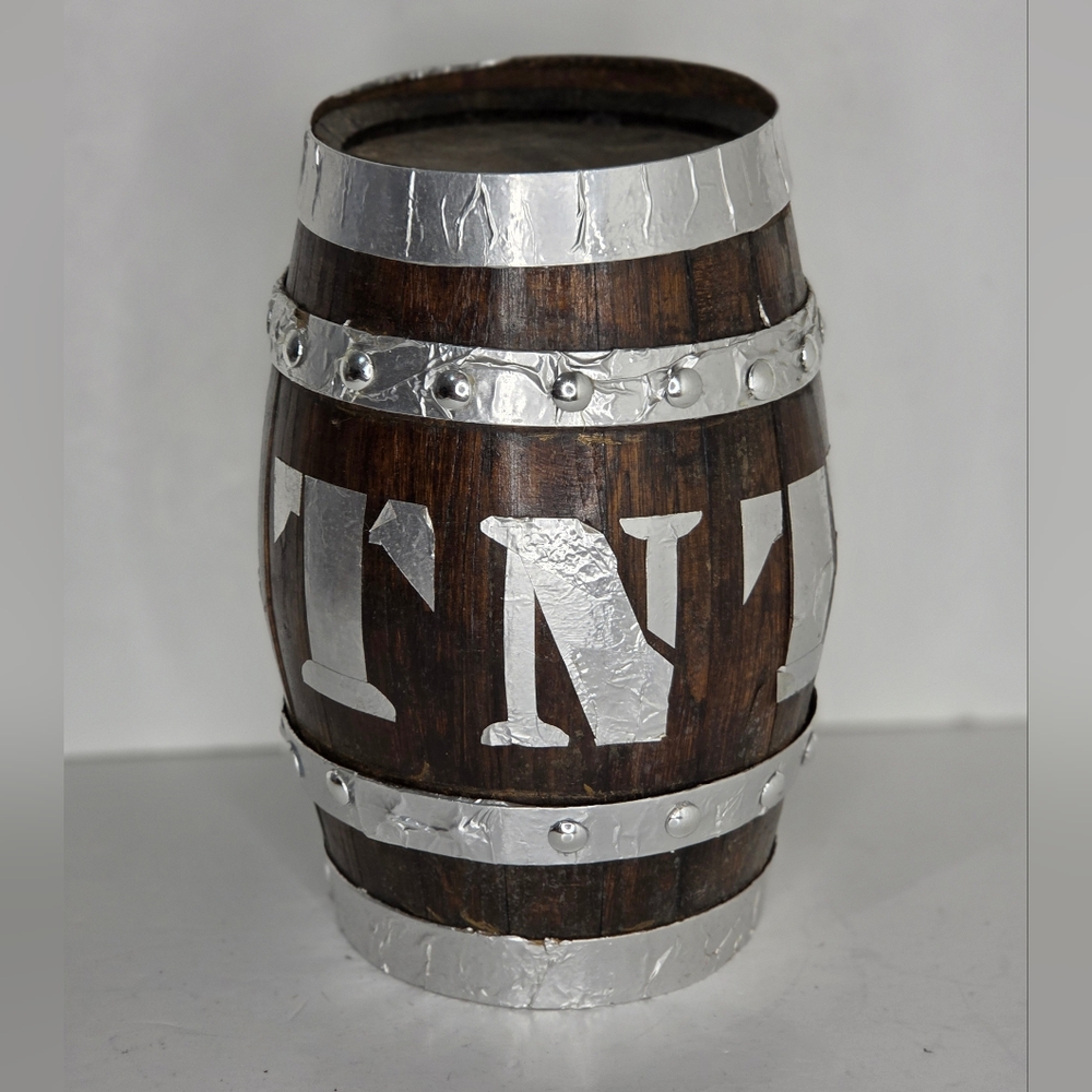 Rustic Wooden TNT Whiskey Barrel Decorative July 4th Prop‎ Porch Decor Large